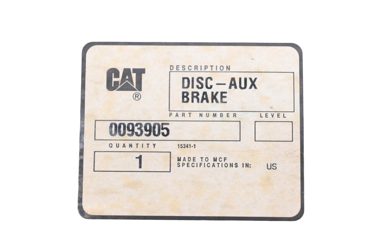 Caterpillar 0093905, 009-3905 Auxiliary Brake 6-Hole Disc NOS