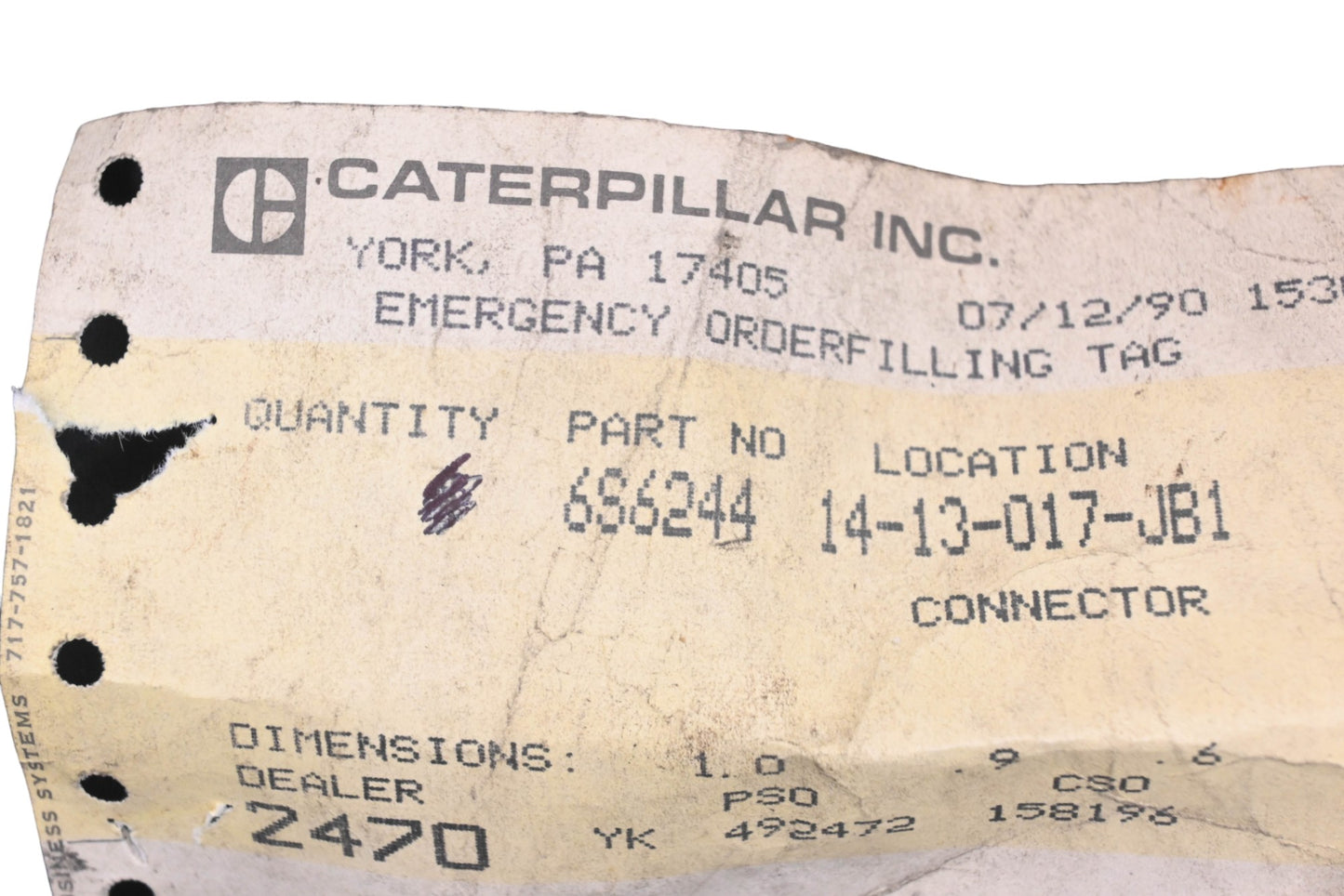 Caterpillar 6S6244, 6S-6244 2-Pin Connector NOS
