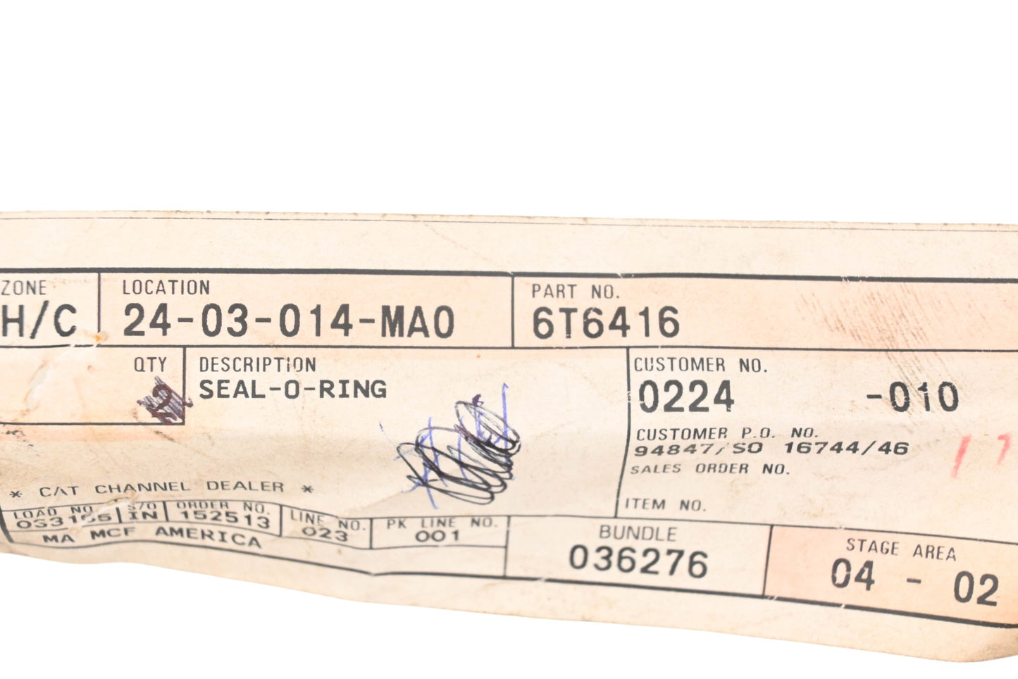 Caterpillar 6T6416, 6T-6416 O-Ring NOS