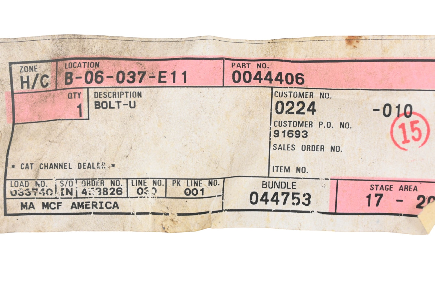 Caterpillar 0044406, 004-4406 U-Bolt