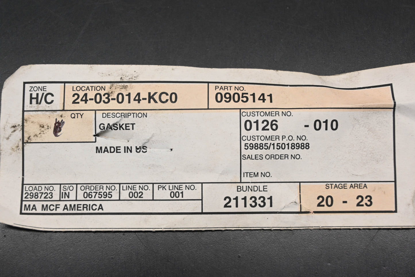 Caterpillar 0905141, 90-5141 Gasket NOS