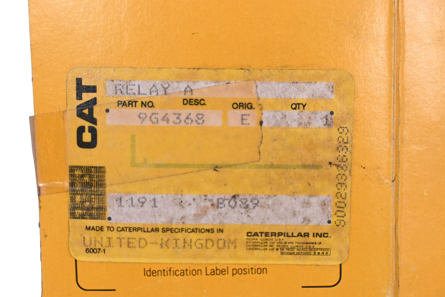 Caterpillar 9G4368, 9G-4368 Relay Switch NOS