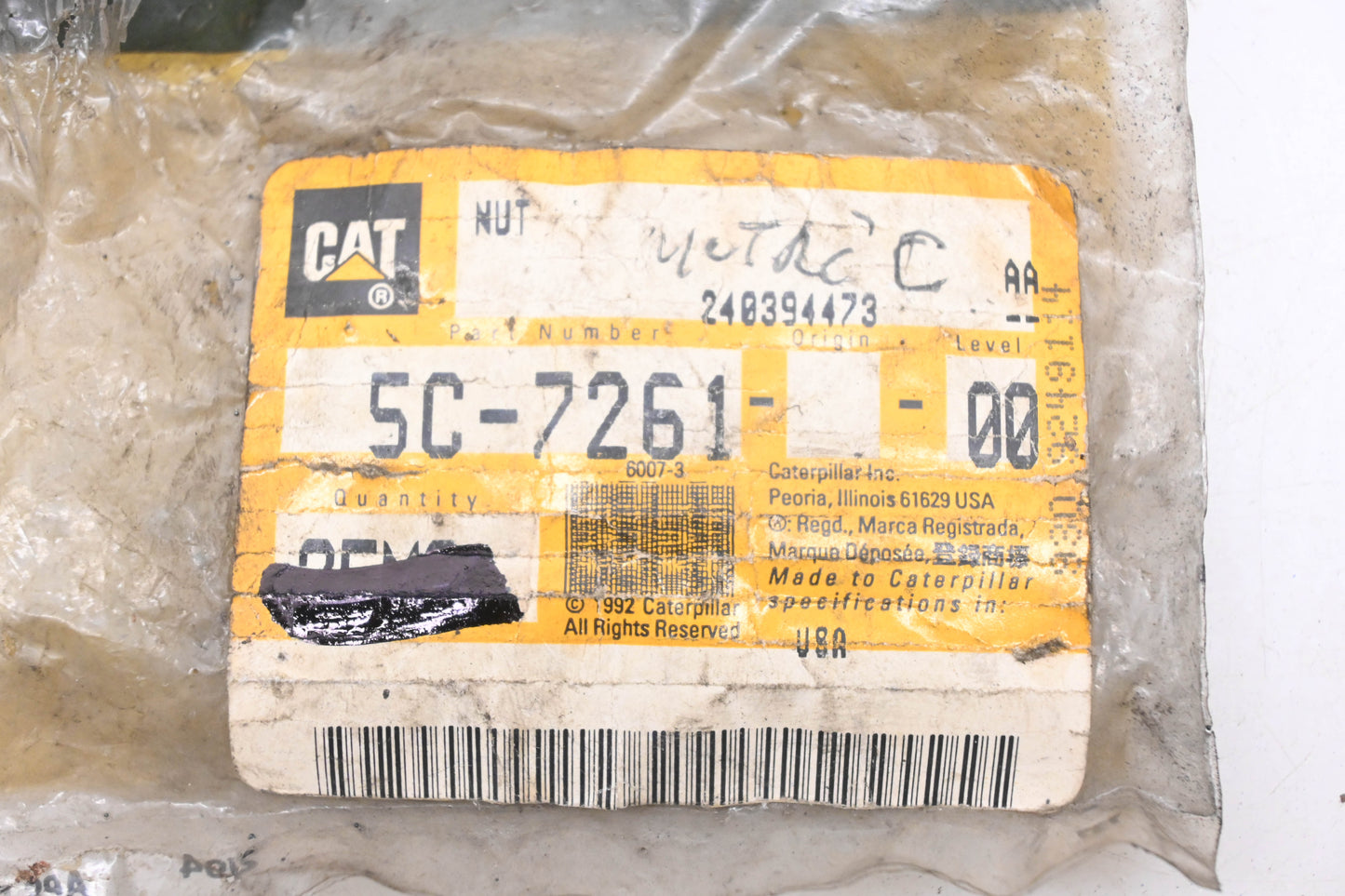 Caterpillar 5C7261, 5C-7261 Nuts Qty 2 NOS