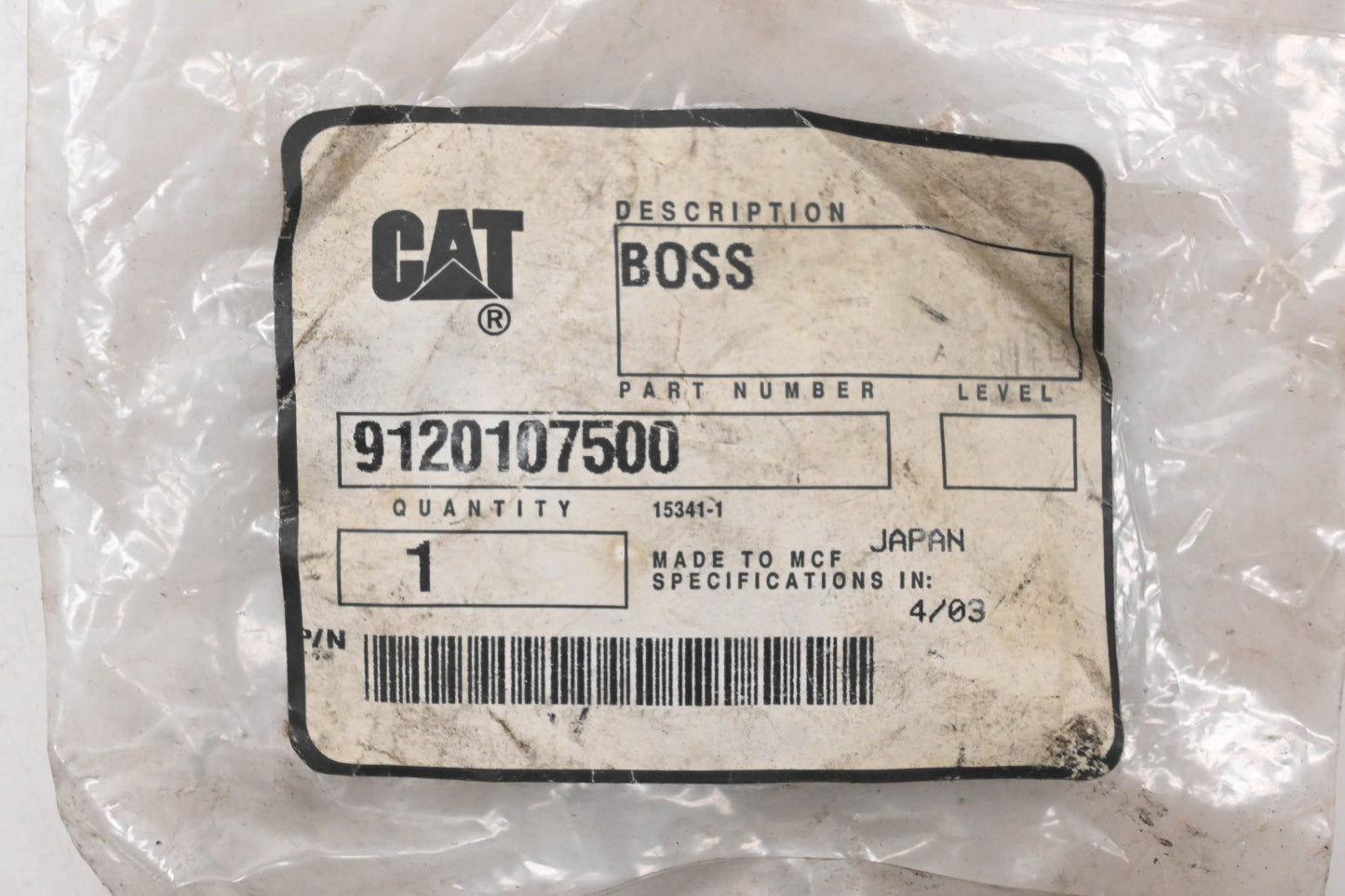 Caterpillar 9120107500 Shaft Cylindrical Boss Ring NOS