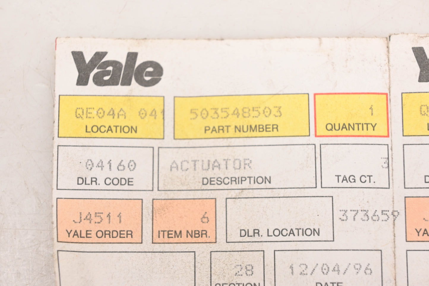 Yale 503548503 Lower Button Cover NOS