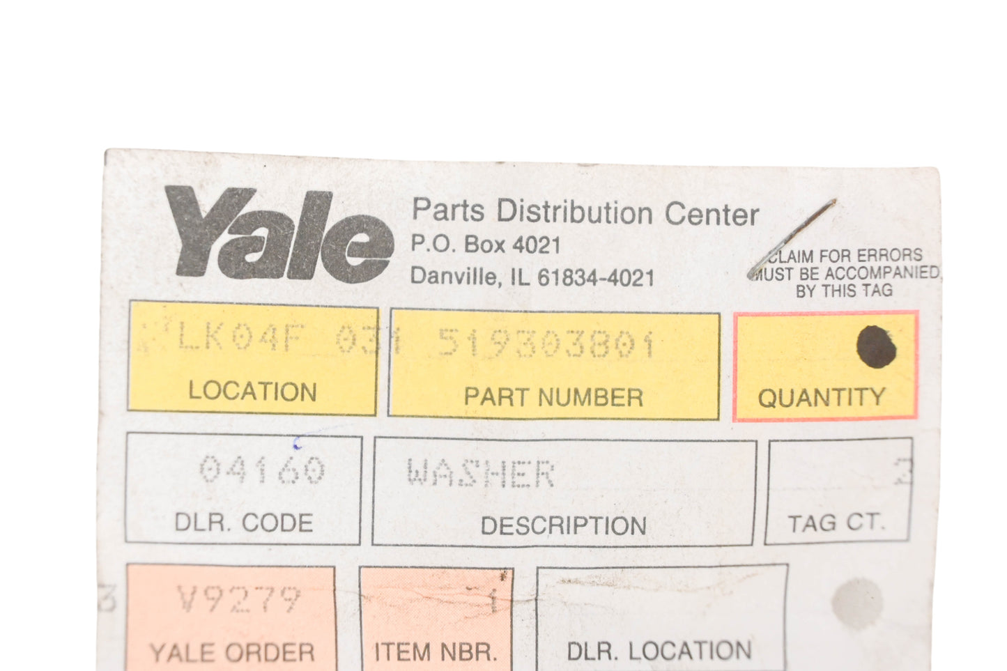 Yale 519303801 Washers NOS