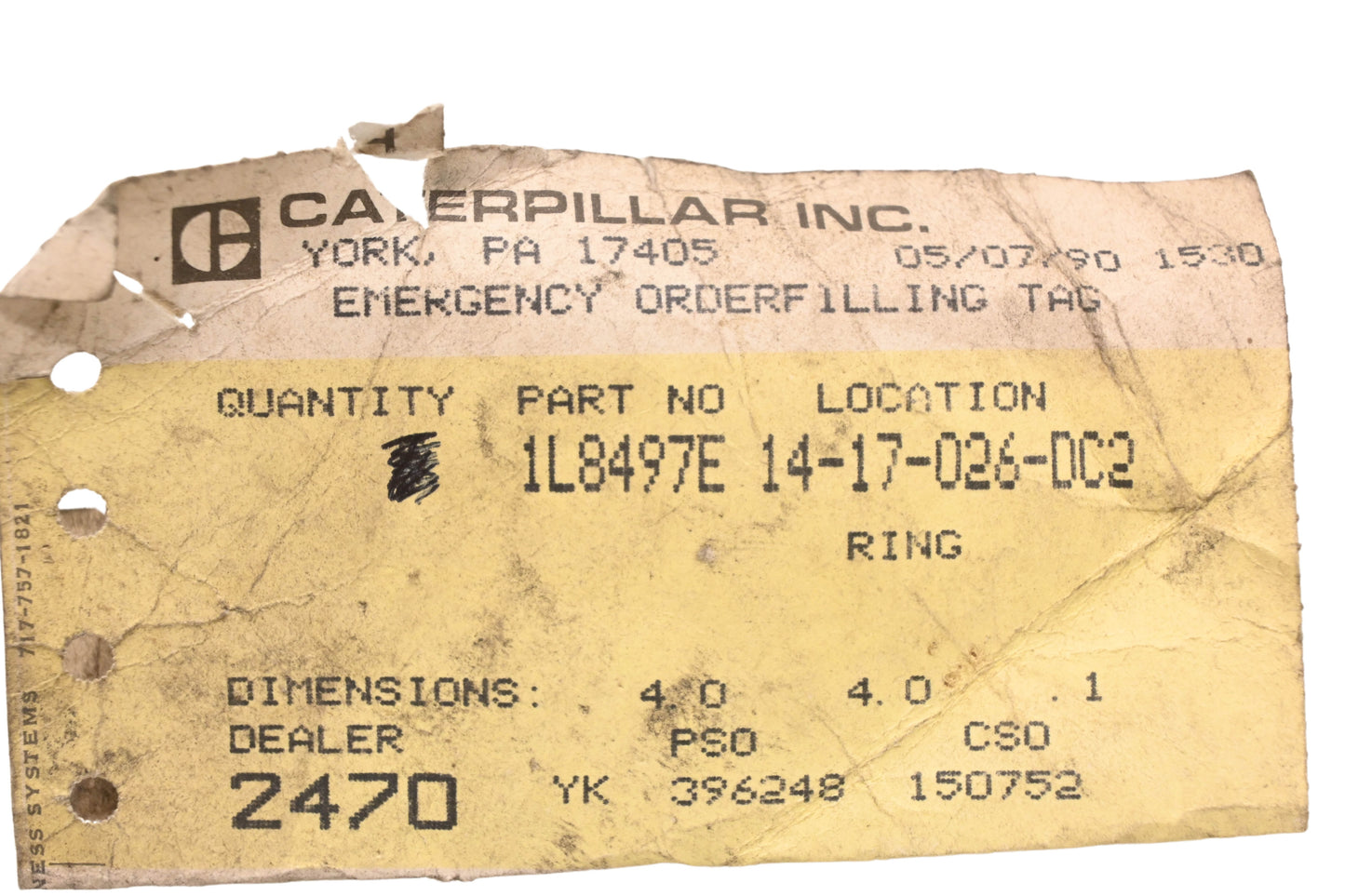 Caterpillar 1L8497, 1L-8497 Retaining Ring NOS