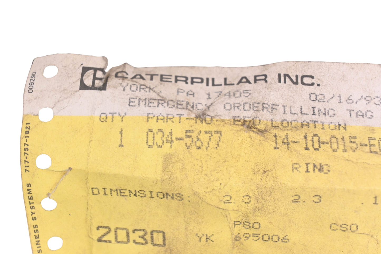Caterpillar 034-5677, 0345677 Retaining Ring NOS