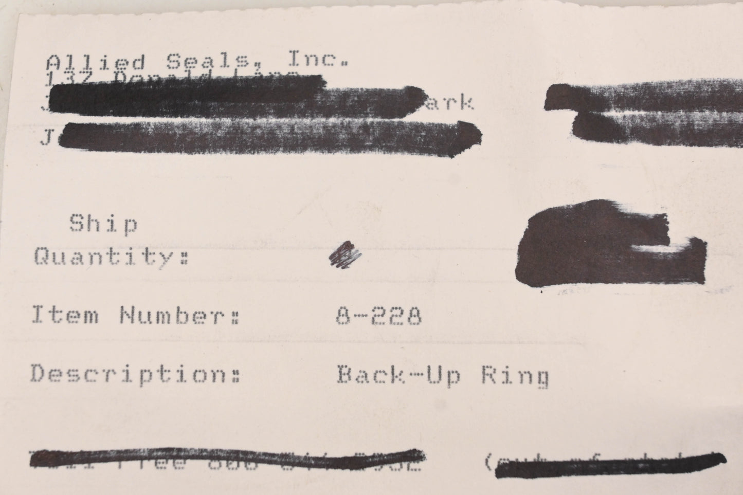 Allied 8-228 Backup Ring NOS