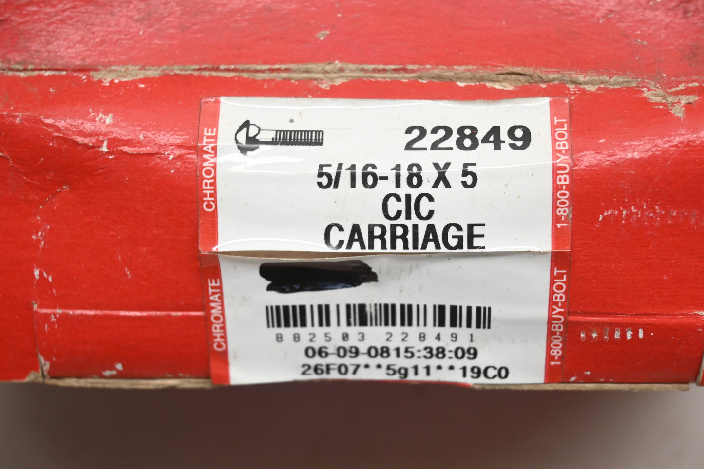 Chromate 22849 5/16-18 x 5 Carriage Bolts Qty 19 NOS