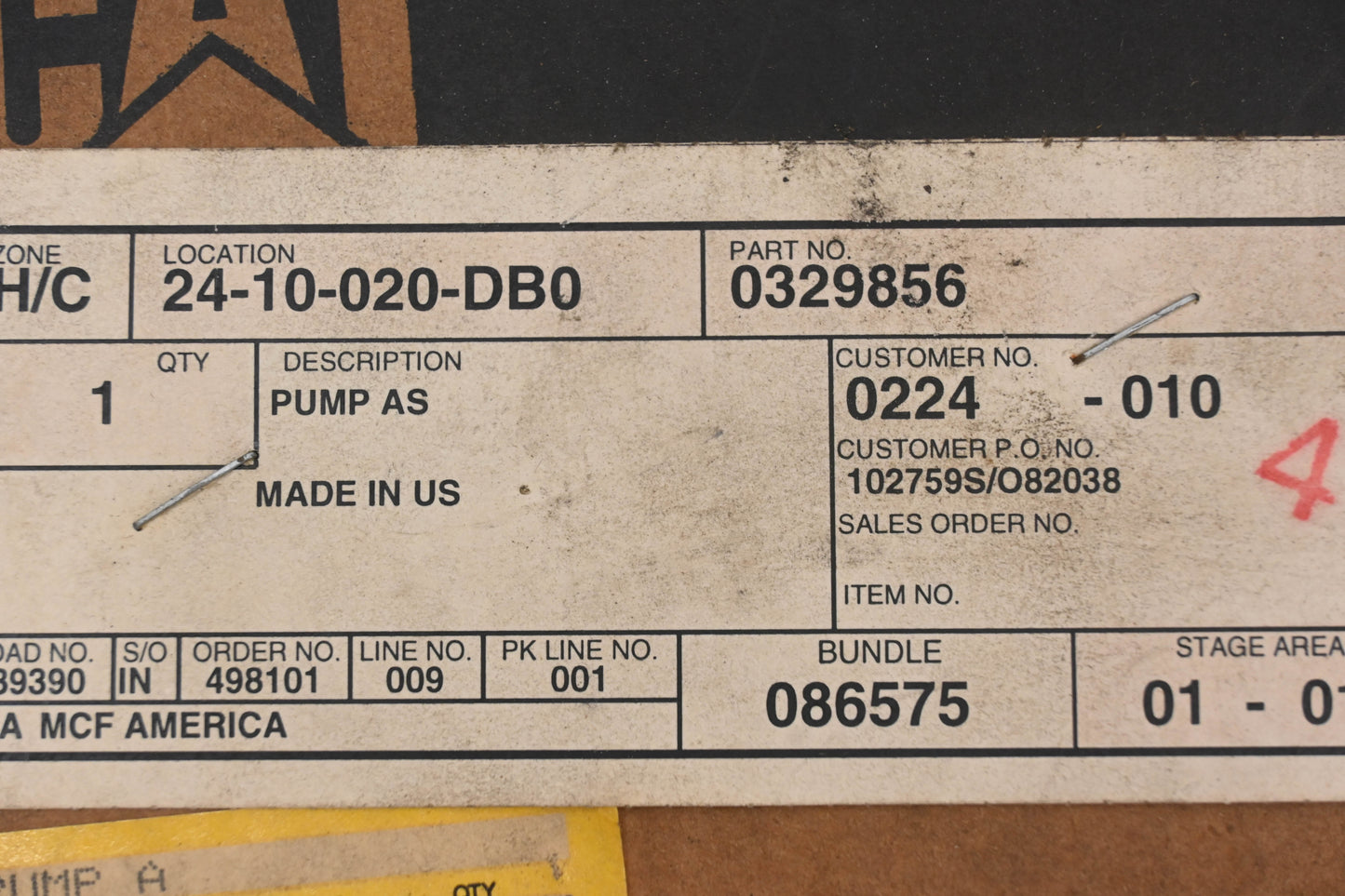 Caterpillar 0329856 Hydraulic Pump NOS