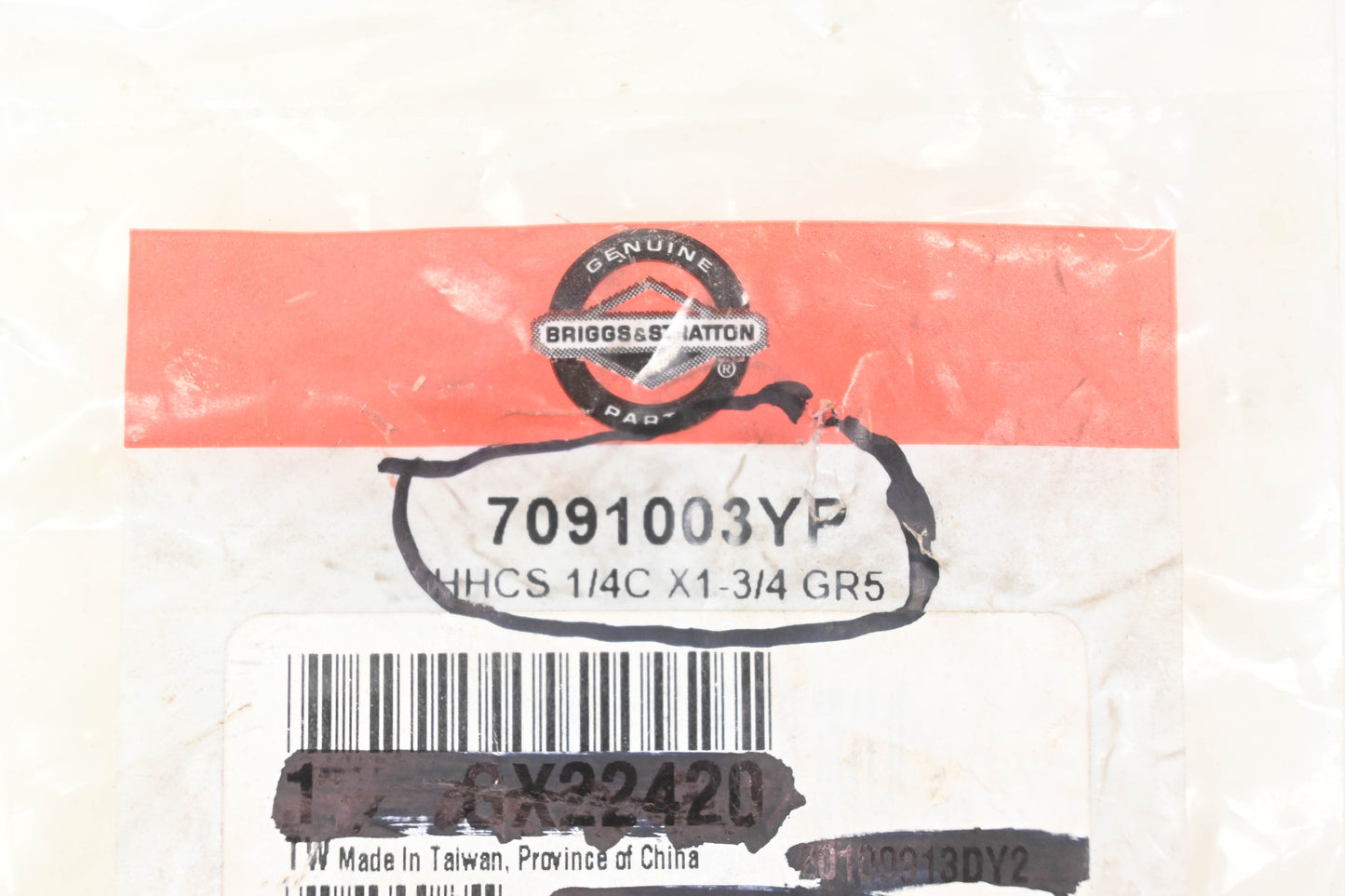 New OEM Briggs & Stratton 7091003YP HHCS 1/4C X1-3/4 GR5 Screw NOS