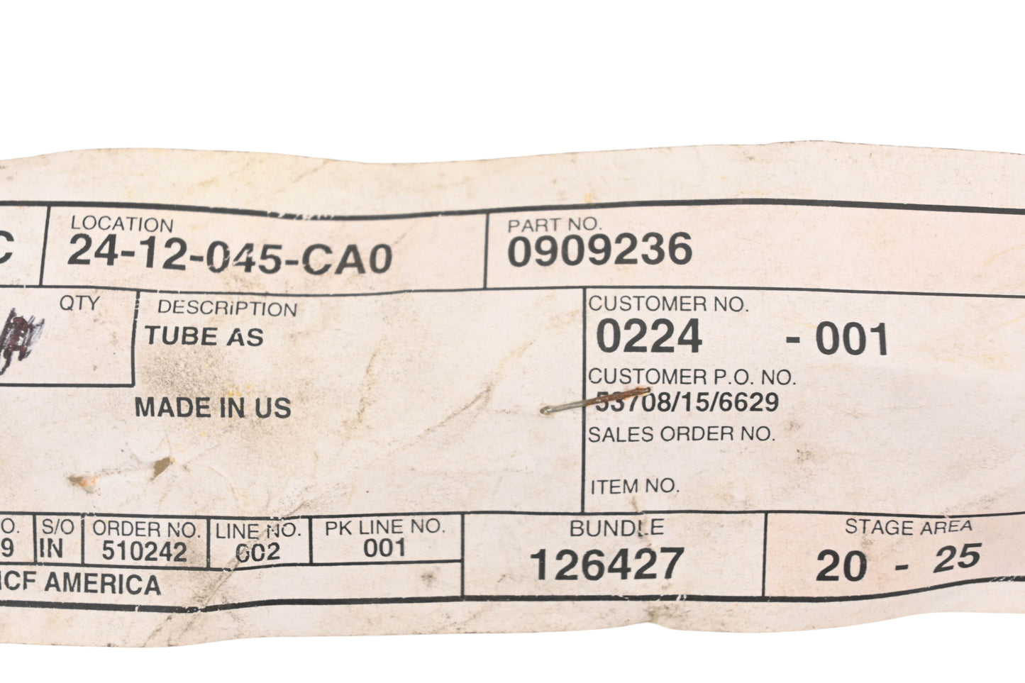 Caterpillar 0909236, 090-9236 Tube NOS