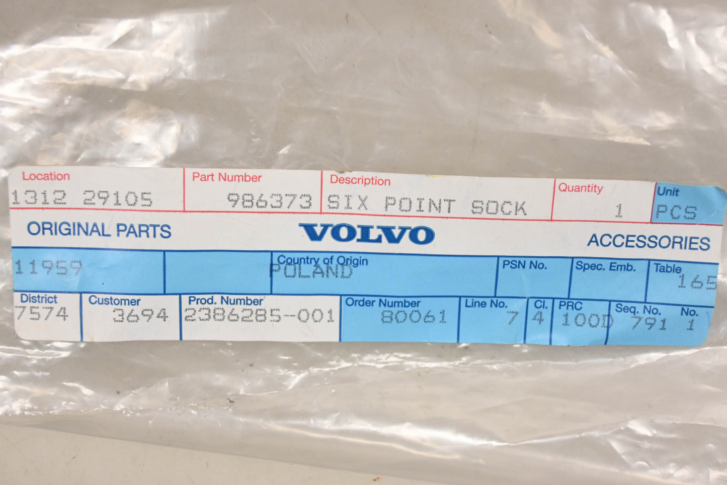 Volvo 986373 Six-Point Socket Screw NOS