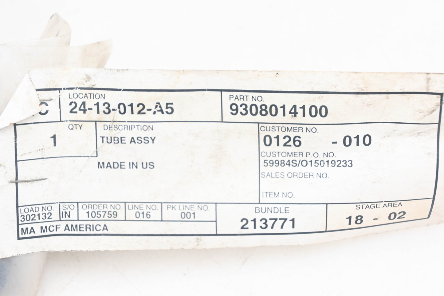 Caterpillar 9308014100 Tube Assembly NOS