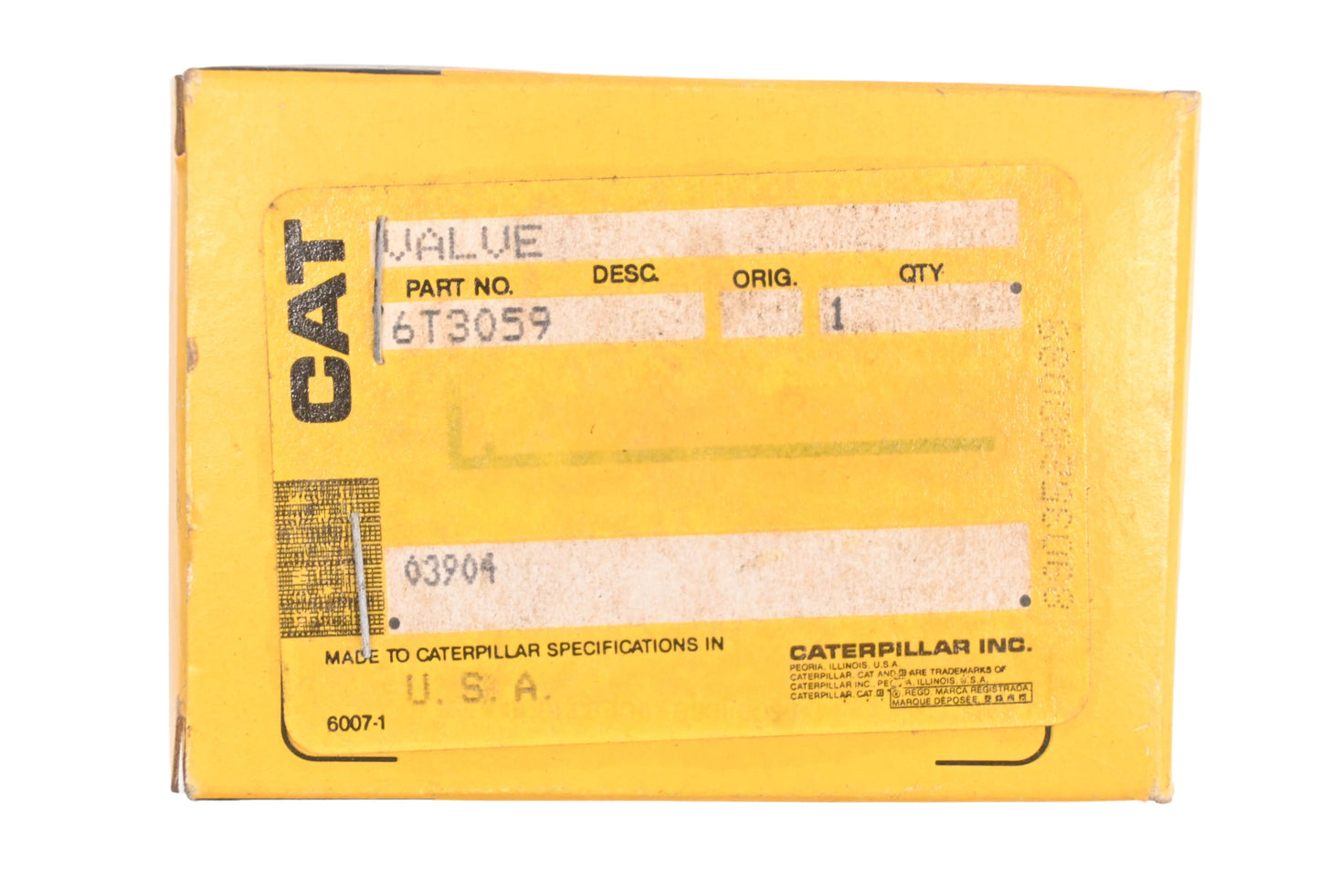 Caterpillar 6T3059, 6T-3059 Valve Solenoid NOS