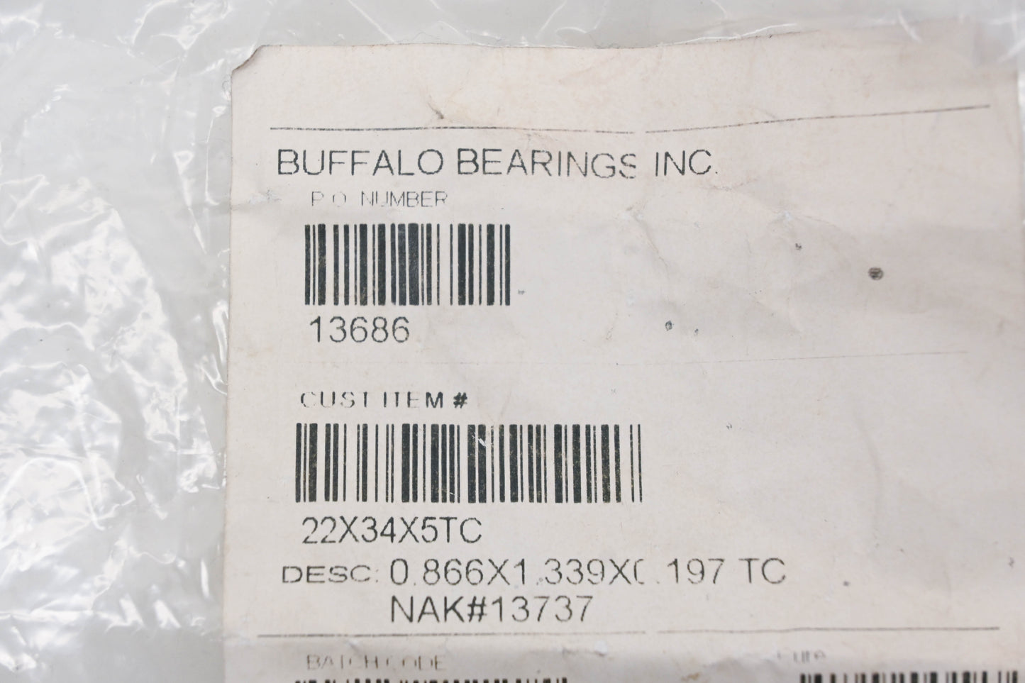 Buffalo Bearings 22X34X5TC Oil Seal NOS