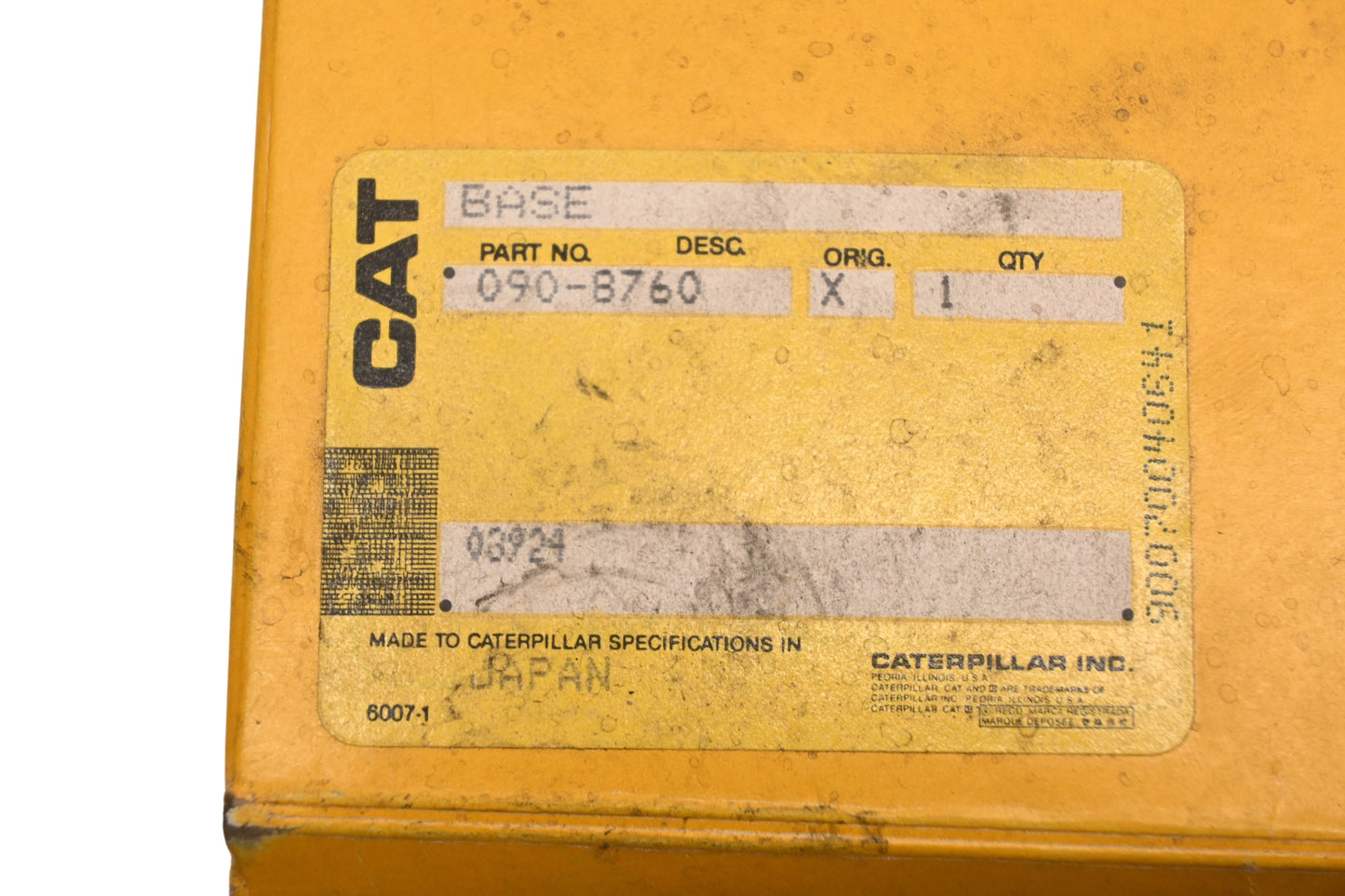 Caterpillar 090-8760, 0908760 Filter Base NOS