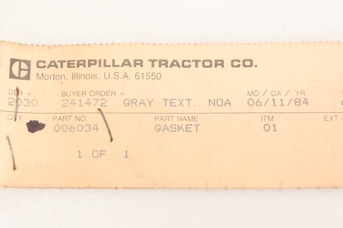 Caterpillar 6034, 006034 Water Pump Gasket NOS