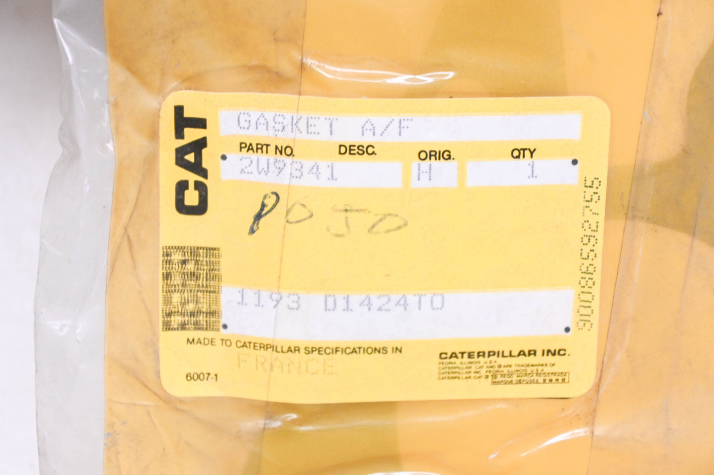 Caterpillar 2W9341, 2W-9341 Water Pump Gasket NOS