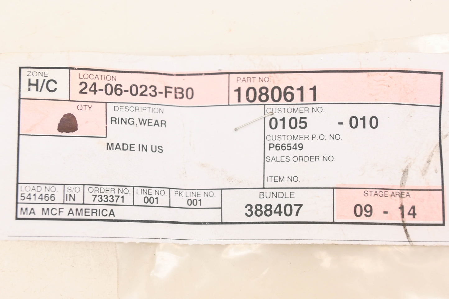 Caterpillar 1080611, 108-0611 Wear Ring NOS