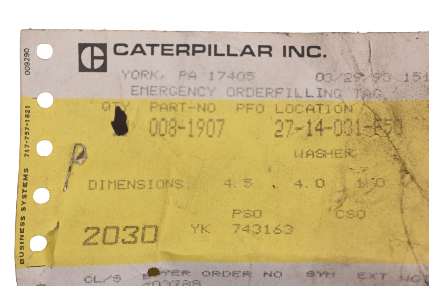 Caterpillar 008-1907, 0081907 Washers Qty 2 NOS