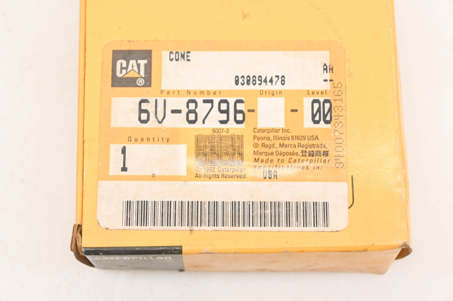 Caterpillar 6V-8796, 6V8796, X-33108 Timken Tapered Roller Bearing Cone NOS