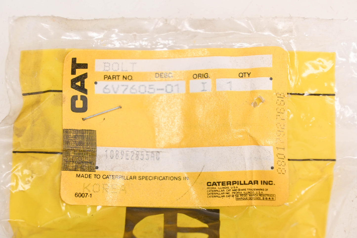 Caterpillar 6V7605, 6V-7605-1, 6V76051 Socket Head Screw NOS