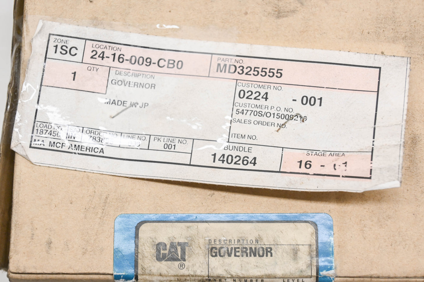 Caterpillar MD325555 Propane Governor Assembly NOS