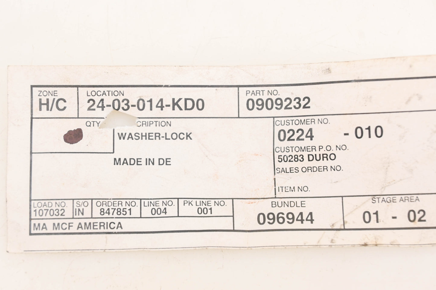 Caterpillar 909232, 0909232, 090-9232 Lock Washers Qty 2 NOS