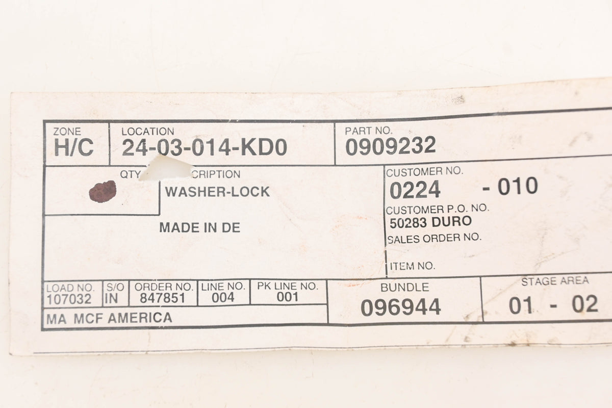 Caterpillar 909232, 0909232, 090-9232 Lock Washers Qty 2 NOS