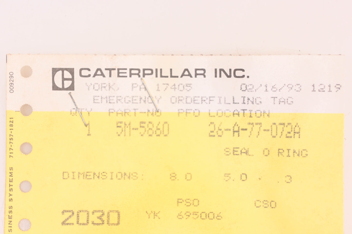 Caterpillar 5M5860, 5M-5860 O-Ring NOS