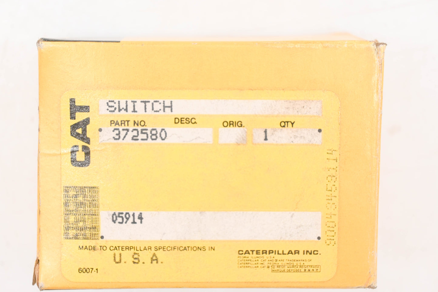 Caterpillar 0372580 LPG Switch Kit NOS