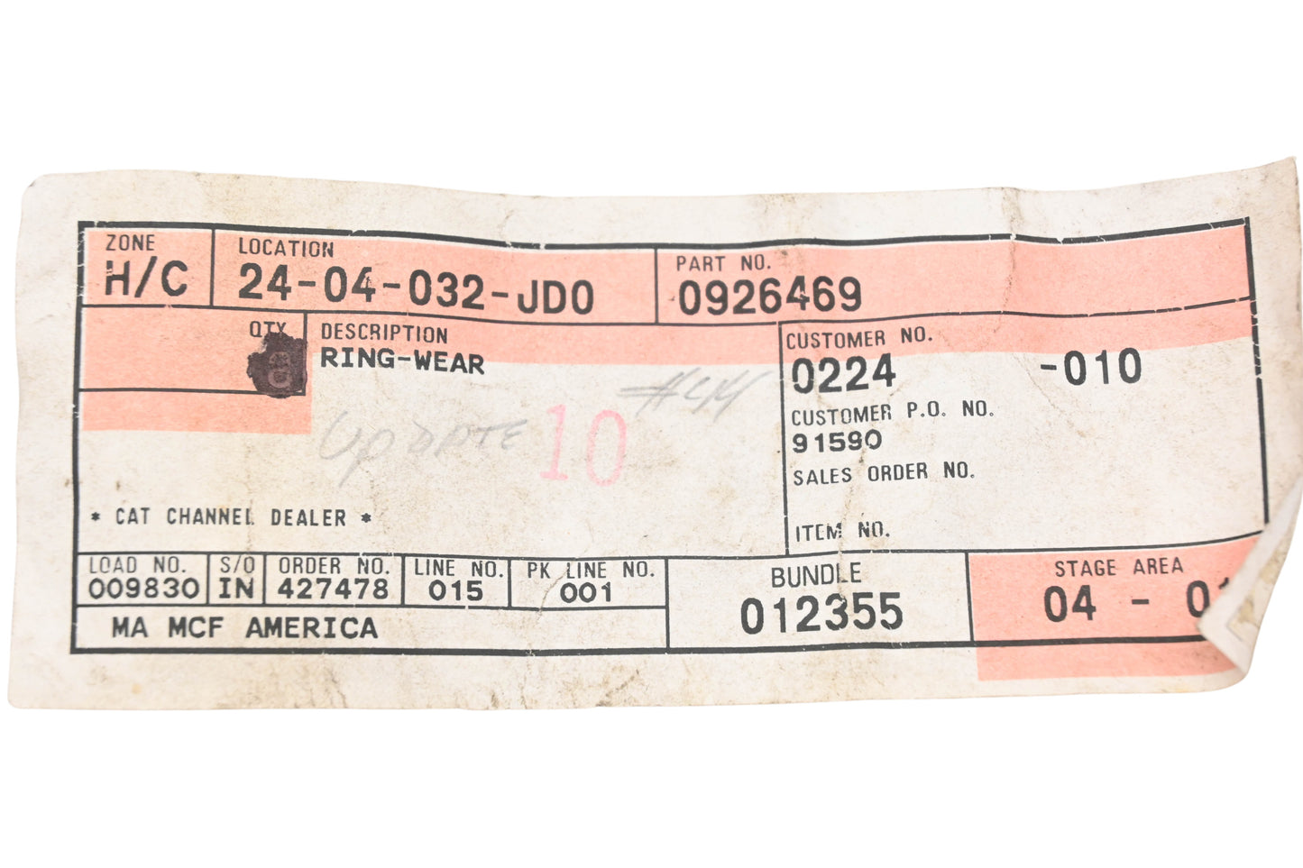 Caterpillar 0926469, 092-6469 Wear Ring NOS