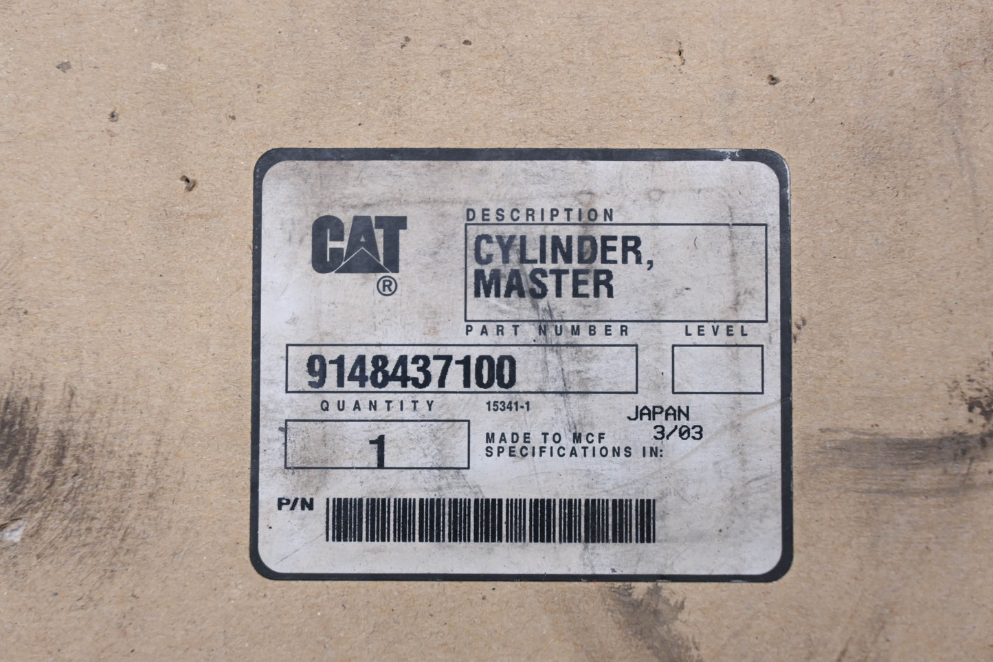 Caterpillar 9148437100, 91484-37100 Master Cylinder Assembly NOS
