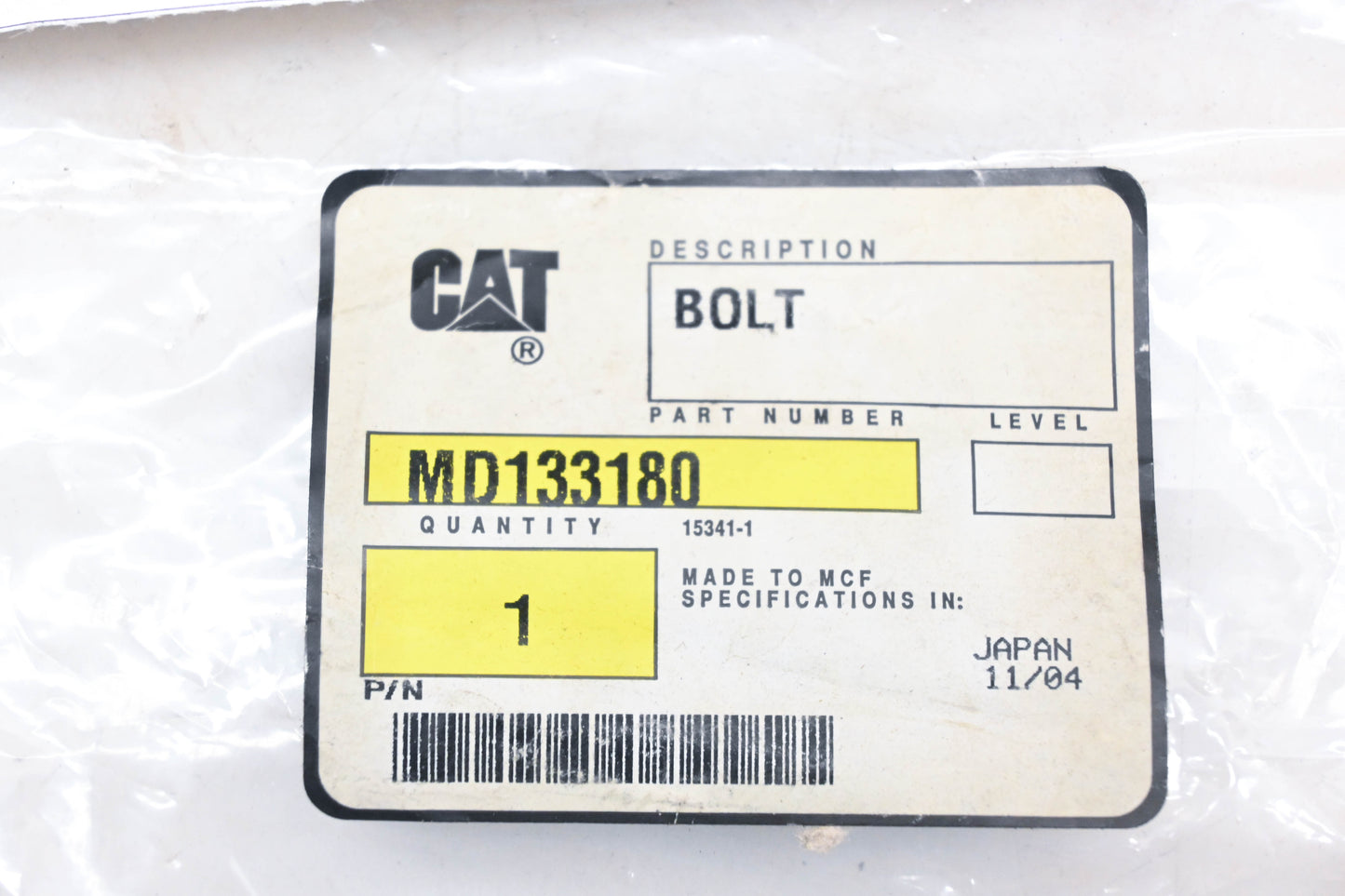 Caterpillar MD133180 Alternator Hex Bolt NOS