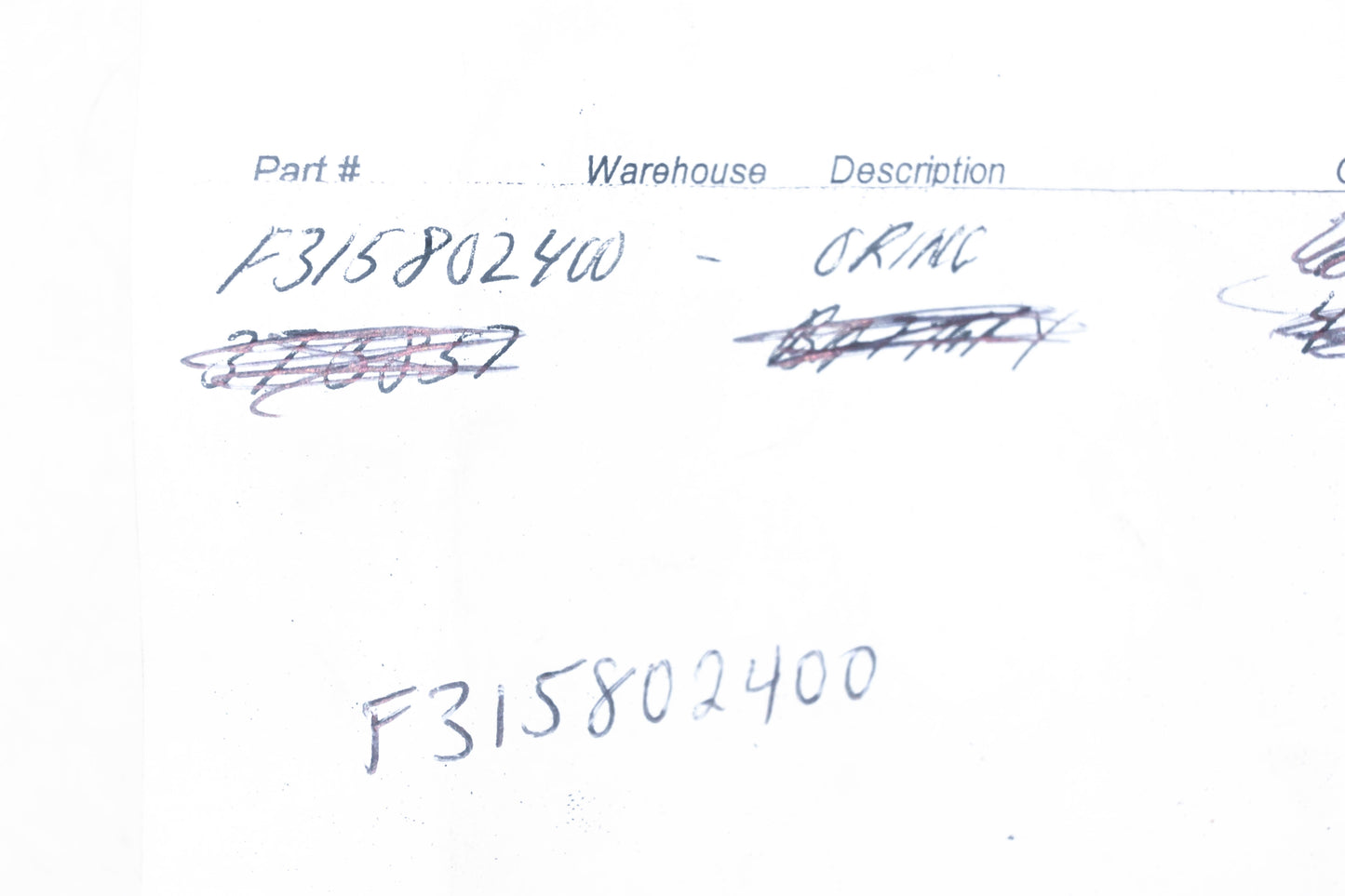 Aftermarket F315802400, F3158-02400 O-Ring NOS