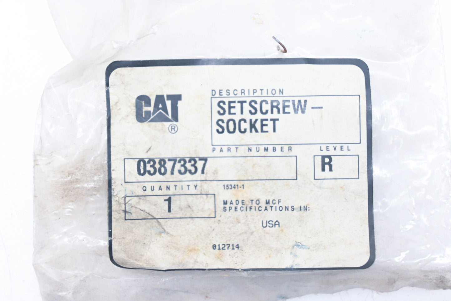 Caterpillar 387337, 0387337, 038-7337 Socket Setscrew NOS