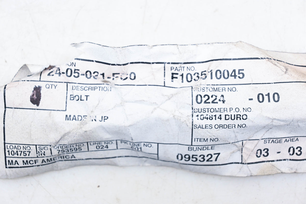 Mitsubishi F103510045, F1035-10045 Hex Cap Bolt M10-1.25 X 45 NOS