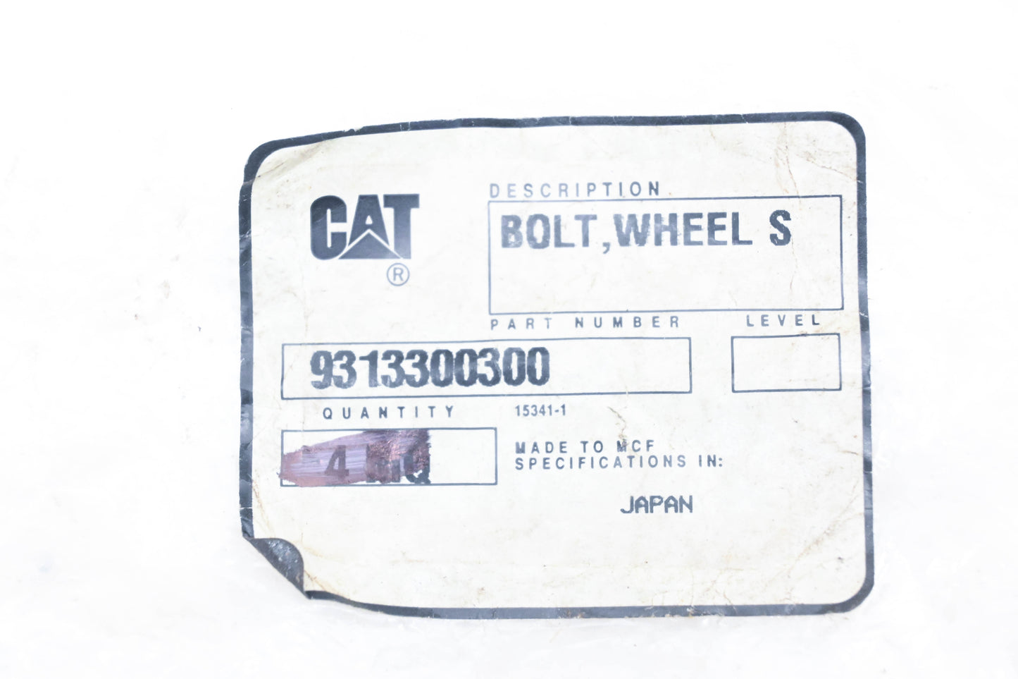 Caterpillar 9313300300, 93133-00300 Wheel Stud Bolt NOS