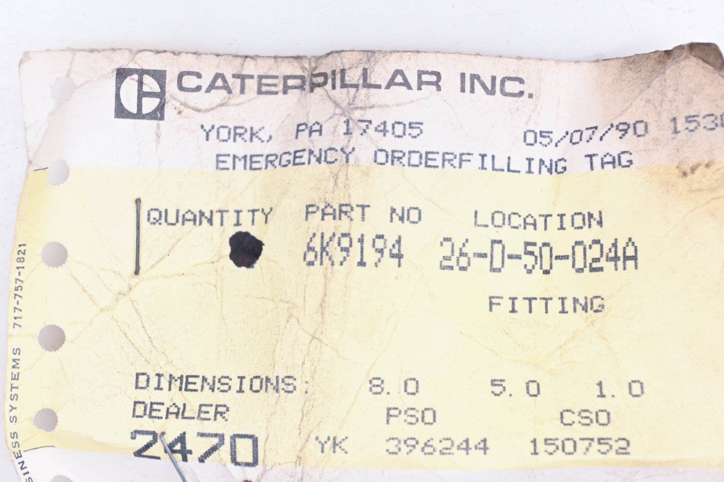 Caterpillar 6K9194, 6K-9194 Elbow Adapter Fitting NOS