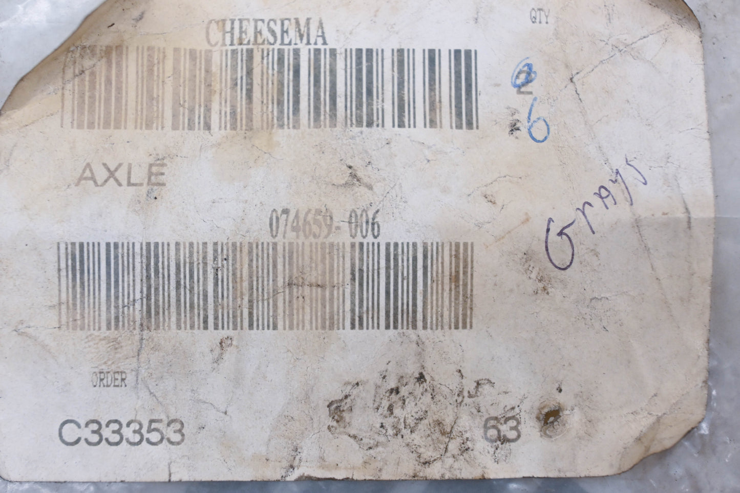 Crown 074659-006 Axle 4.25" NOS