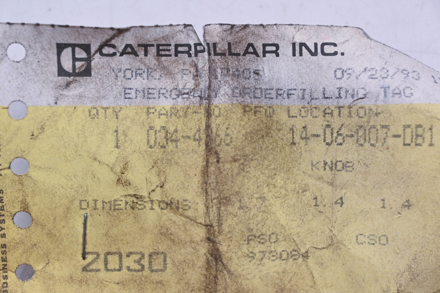 Caterpillar 344266, 0344266, 034-4266 Knob NOS