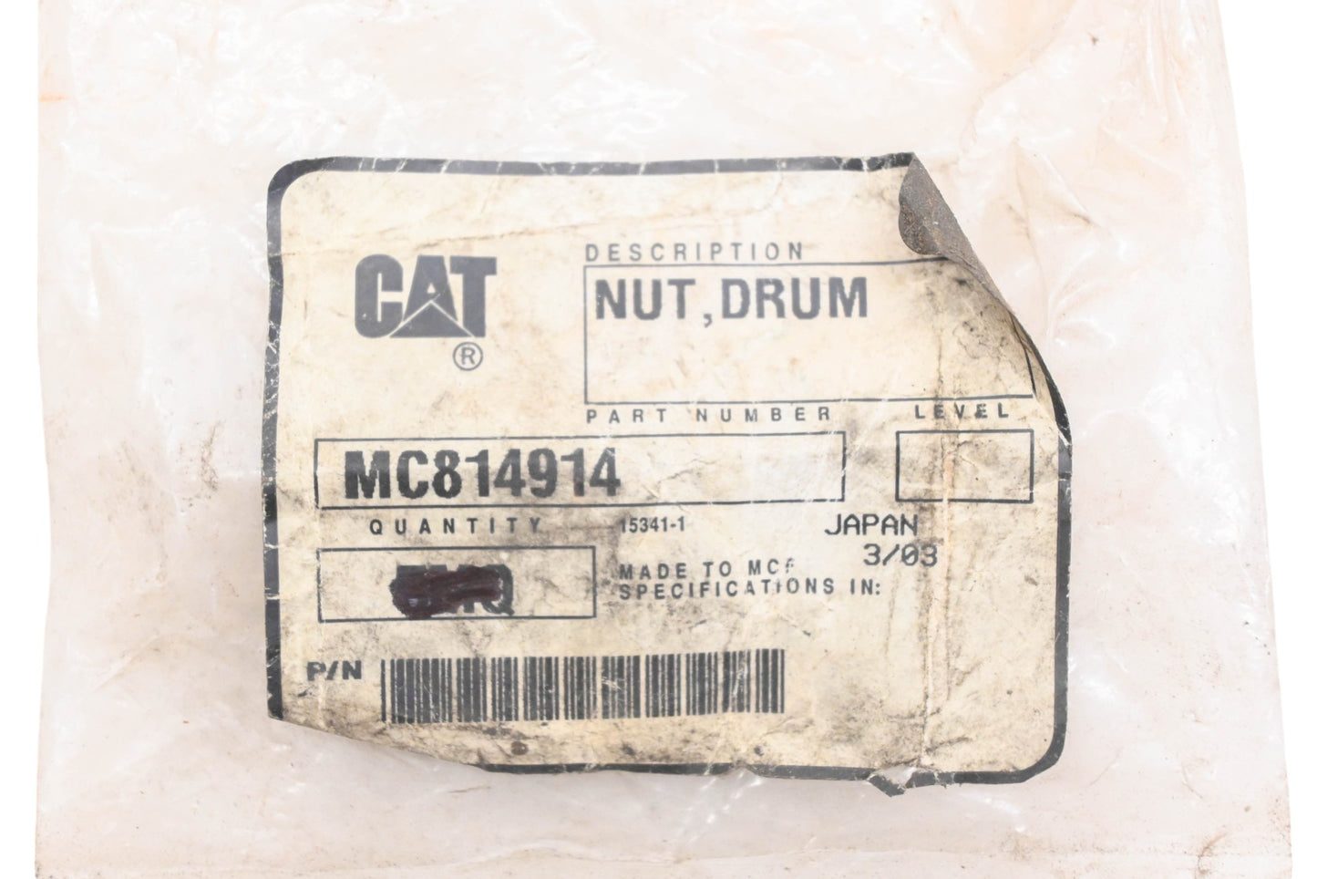 Caterpillar MC814914 Drum Nut NOS