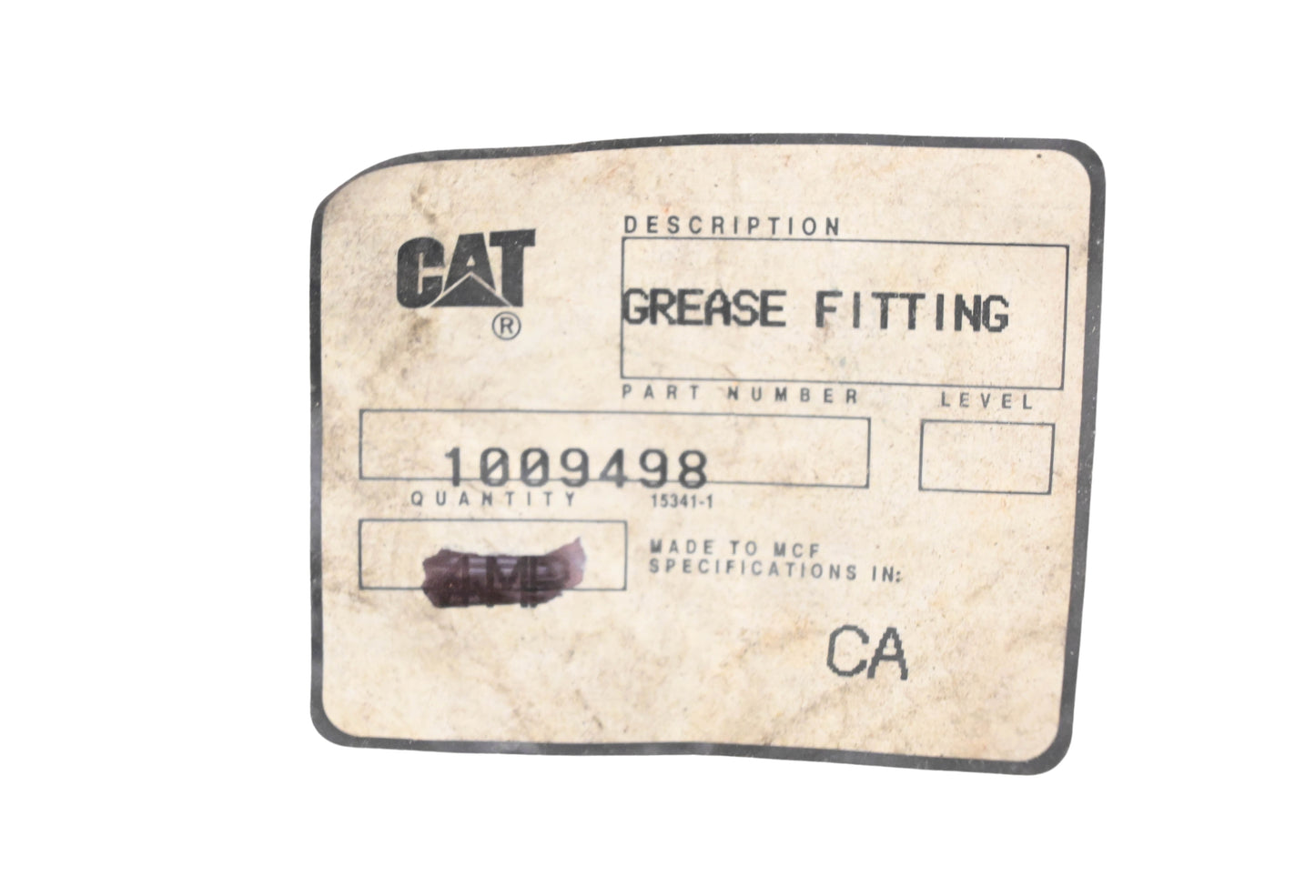 Caterpillar 1009498, 100-9498 Grease Fitting NOS