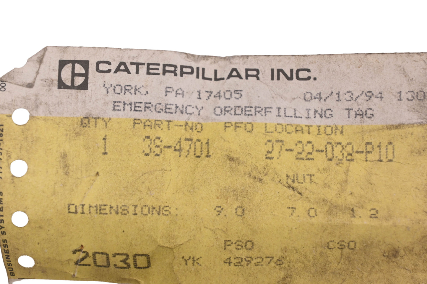 Caterpillar 3S4701, 3S-4701 Nut NOS