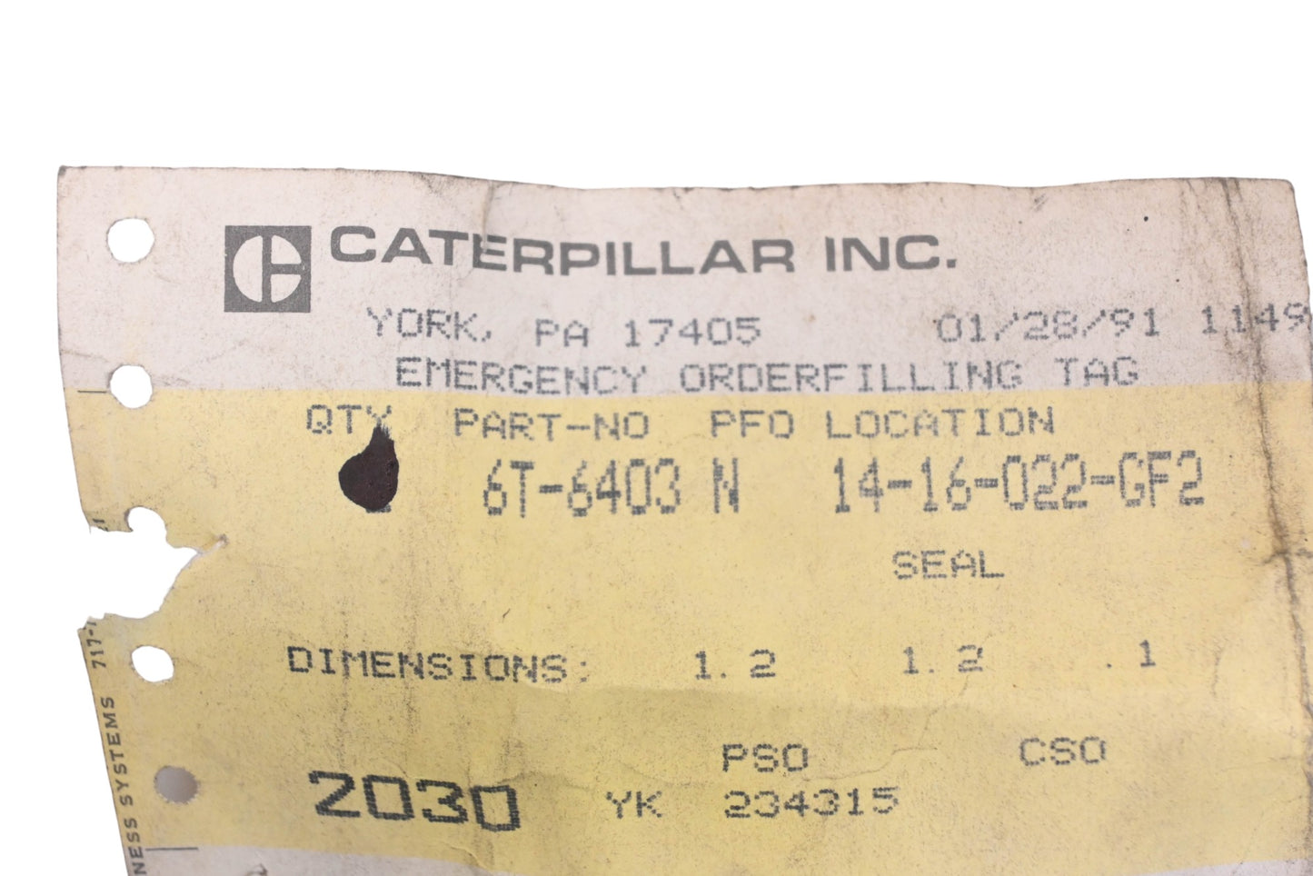 Caterpillar 6T6403, 6T-6403 O-Ring NOS