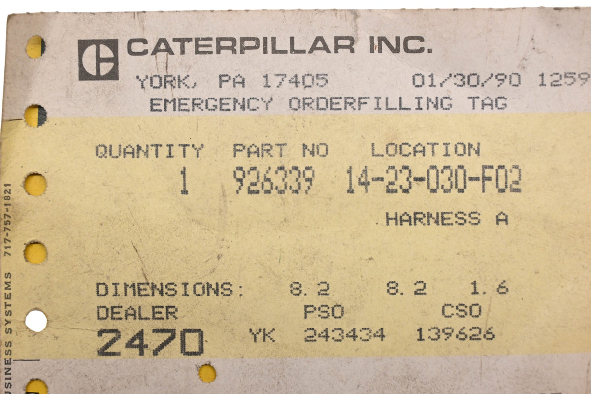 Caterpillar 926339, 0926339, 09-6339 Wiring Harness NOS