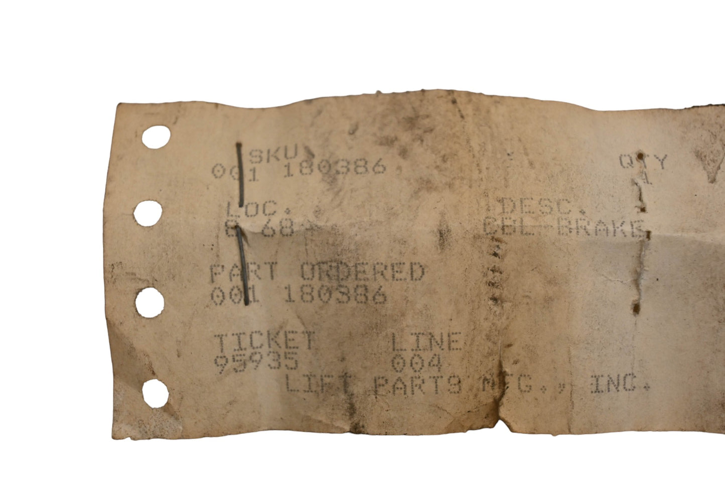 Hyster 180386 Lefthand Brake Cable NOS