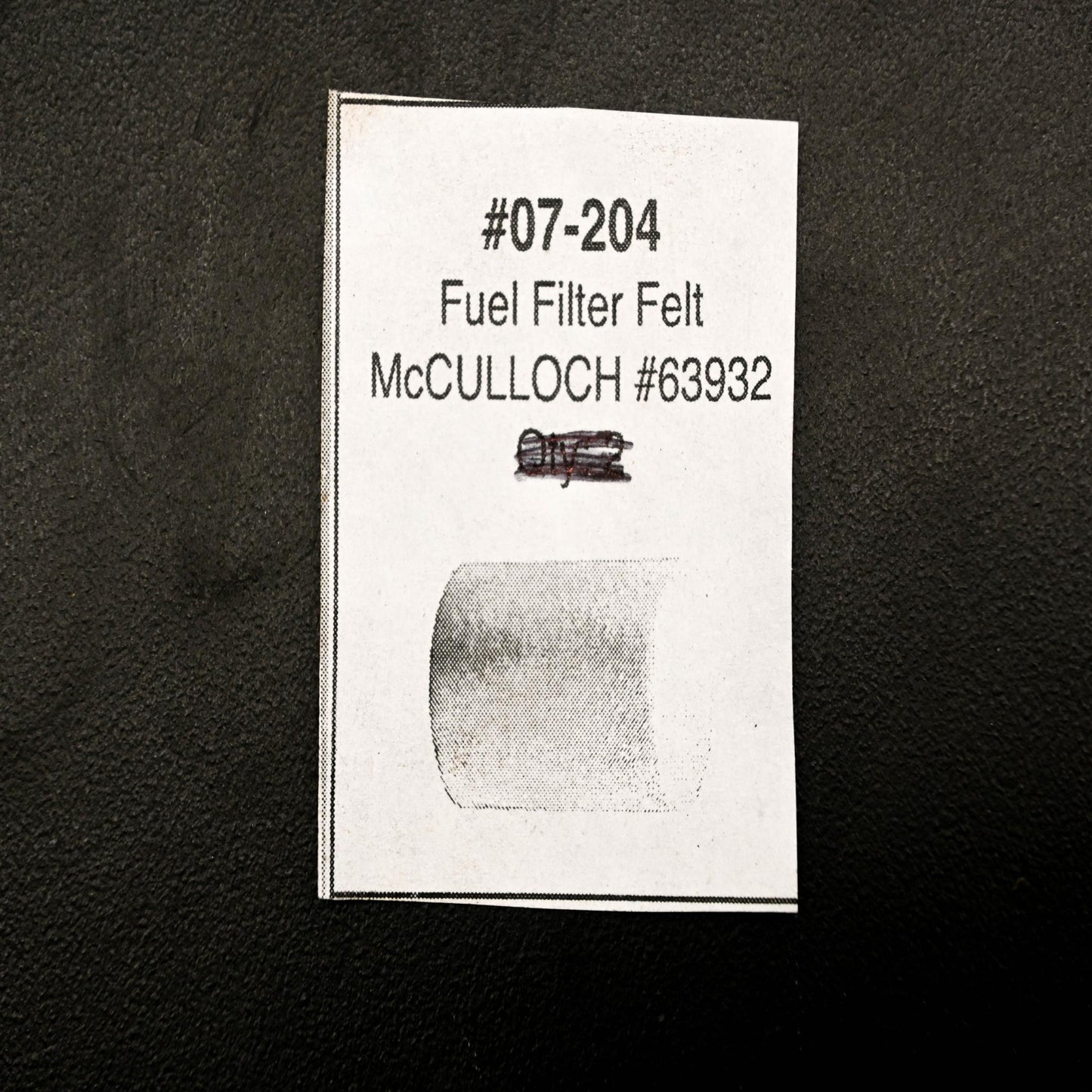 Oregon 07-204, 63932 Fuel Filter Felt Pad NOS